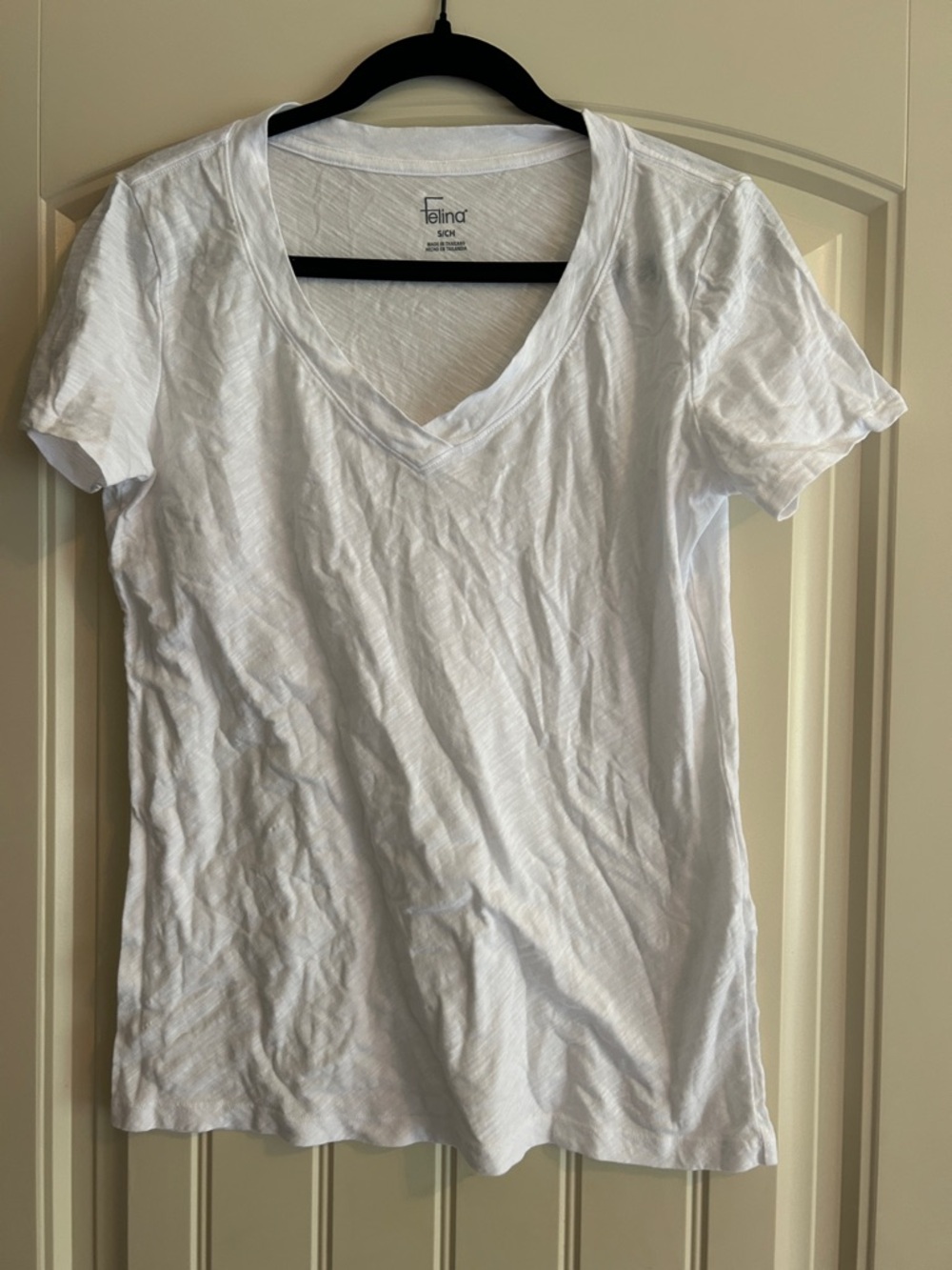 Felina White V-Neck Short Sleeve Tee